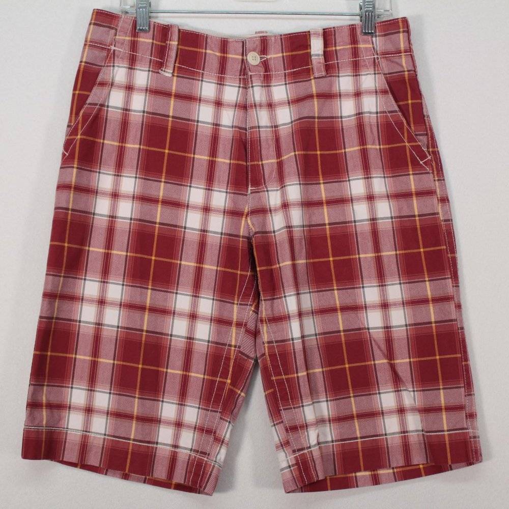 Old Navy Red Plaid Men's Flat Front Shorts